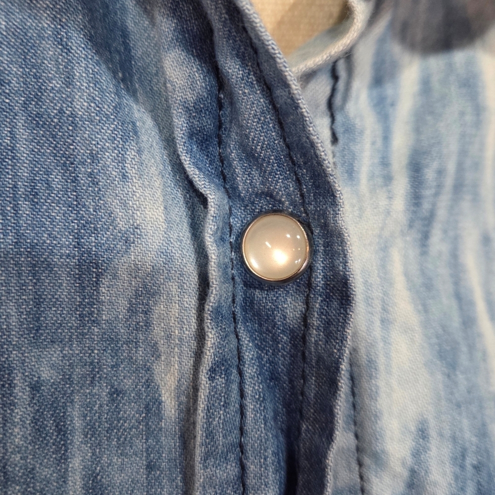 Denim and Knit Button-Up Shirt - Picture 3 of 10